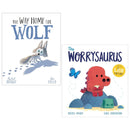 Rachel Bright 2 Book Collection Set – The Worrysaurus & The Way Home for Wolf | Children’s Picture Books on Feelings & Friendship
