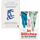 The Body Keeps the Score & In Stitches 2 Book Collection Set by Bessel van der Kolk & Nick Edwards – Trauma, Mental Health & Medical Memoir Collection
